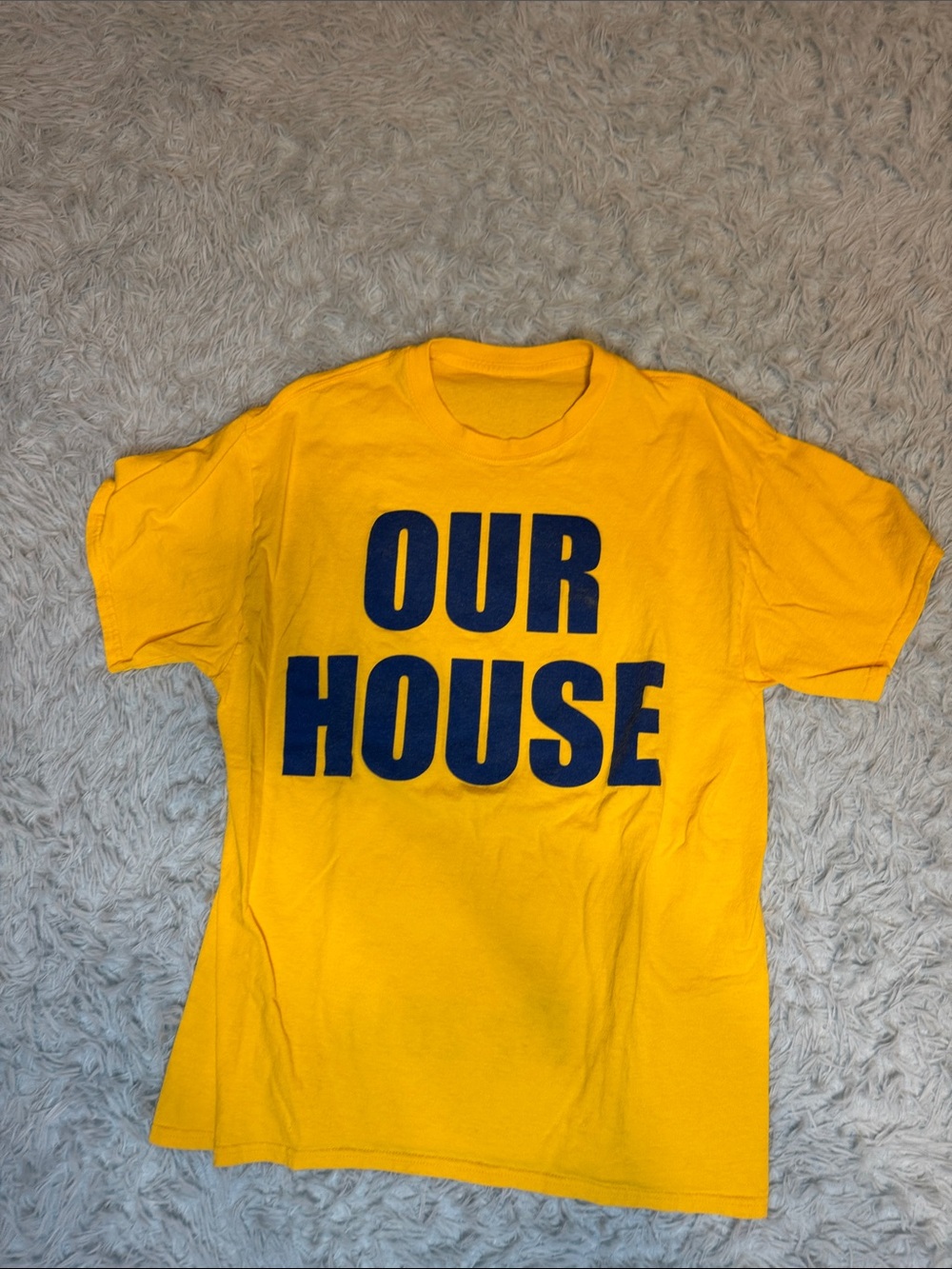 Yellow "Our House" Graphic T-Shirt men’s Medium. No tags. Good Cotton #57